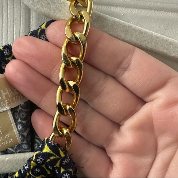 Michael Kors Chain Strap Midi Dress M – Y2K Resortwear Glam Floral - Picture 3 of 11